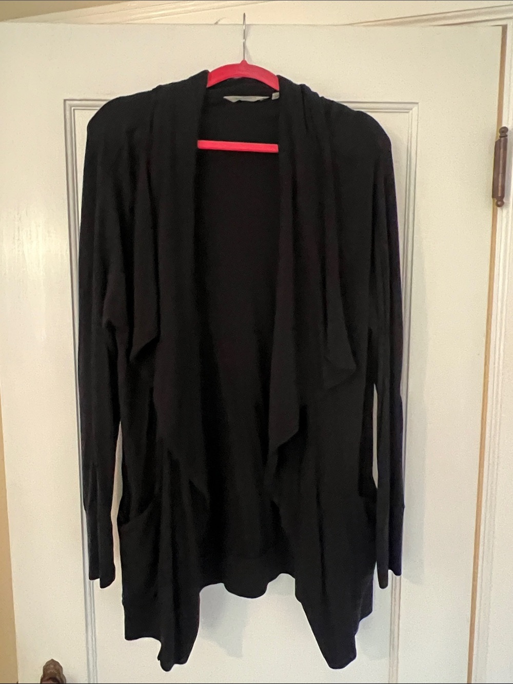 Athleta Black Draped Open-Front Cardigan